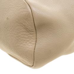 Pre Owned Prada Beige Leather Bead Embellished Hobo