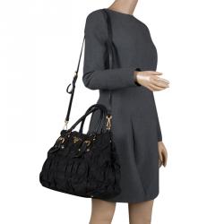 Pre Owned Prada Black Gaufre Nylon Tote