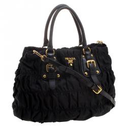 Pre Owned Prada Black Gaufre Nylon Tote
