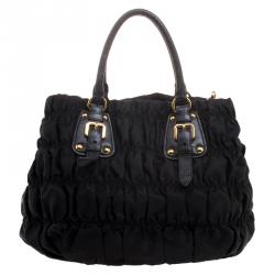 Pre Owned Prada Black Gaufre Nylon Tote