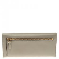 Pre Owned Prada Grey Saffiano Metal Leather Continental Wallet