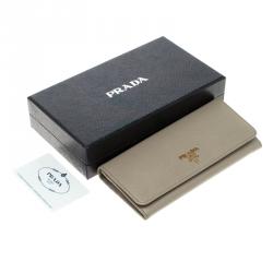 Pre Owned Prada Grey Saffiano Metal Leather Continental Wallet