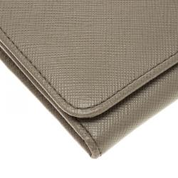 Pre Owned Prada Grey Saffiano Metal Leather Continental Wallet