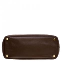 Pre Owned Prada Brown Saffiano Lux Leather Large Double Zip Tote