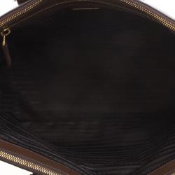 Pre Owned Prada Brown Saffiano Lux Leather Large Double Zip Tote