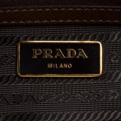 Pre Owned Prada Brown Saffiano Lux Leather Large Double Zip Tote