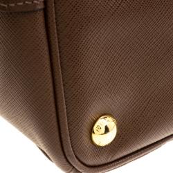 Pre Owned Prada Brown Saffiano Lux Leather Large Double Zip Tote
