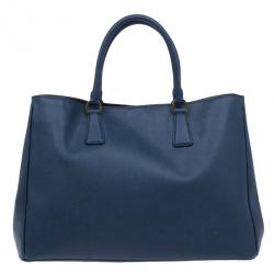 مملوكة مسبقًا Prada Navy Blue Saffiano Lux Tote