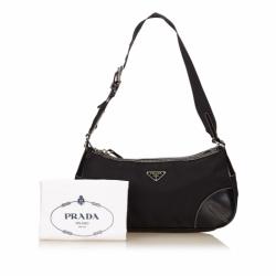 Pre Owned Prada Black Tessuto Nylon/Leather Shoulder Bag
