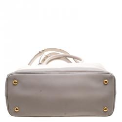 Pre Owned Prada Grey Saffiano Lux Leather Small Tote