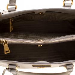 Pre Owned Prada Grey Saffiano Lux Leather Small Tote