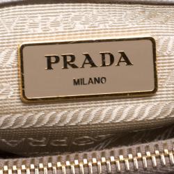 Pre Owned Prada Grey Saffiano Lux Leather Small Tote