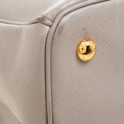 Pre Owned Prada Grey Saffiano Lux Leather Small Tote