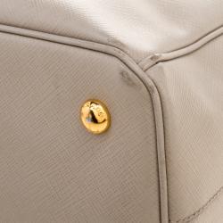 Pre Owned Prada Grey Saffiano Lux Leather Small Tote