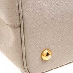 Pre Owned Prada Grey Saffiano Lux Leather Small Tote