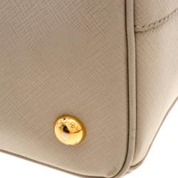 Pre Owned Prada Grey Saffiano Lux Leather Small Tote