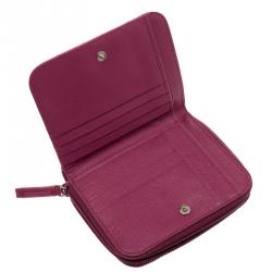 Pre Owned Prada Fuschia Tessuto Impuntu Compact Wallet