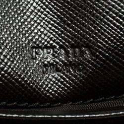 Pre Owned Prada Black Saffiano Fiocco Leather Bow Continental Wallet