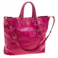 Pre Owned Prada Hot Pink Patent Leather Shopper Tote