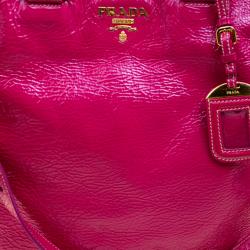 Pre Owned Prada Hot Pink Patent Leather Shopper Tote