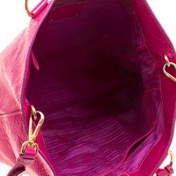 Pre Owned Prada Hot Pink Patent Leather Shopper Tote