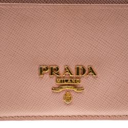 Pre Owned Prada Blush Pink Saffiano Metal Leather Card Holder