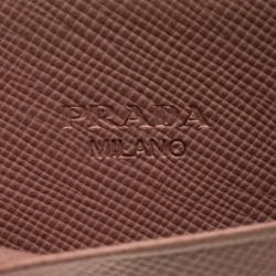 Pre Owned Prada Blush Pink Saffiano Metal Leather Card Holder