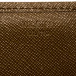 Pre Owned Prada Brown Leather Bow Continental Wallet