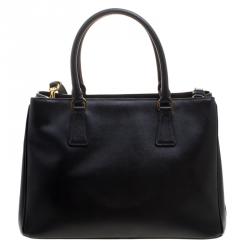 Pre Owned Prada Black Saffiano Lux Leather Medium Garderner's Tote
