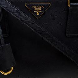 Pre Owned Prada Black Saffiano Lux Leather Medium Garderner's Tote