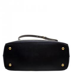 Pre Owned Prada Black Saffiano Lux Leather Medium Garderner's Tote