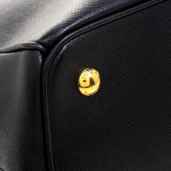 Pre Owned Prada Black Saffiano Lux Leather Medium Garderner's Tote