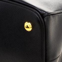 Pre Owned Prada Black Saffiano Lux Leather Medium Garderner's Tote