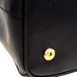 Pre Owned Prada Black Saffiano Lux Leather Medium Garderner's Tote