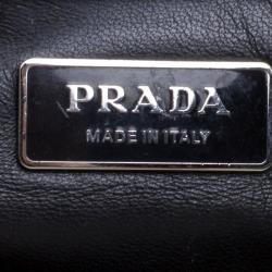 Pre Owned Prada White/Black Saffiano Lux Leather Small Double Zip Tote