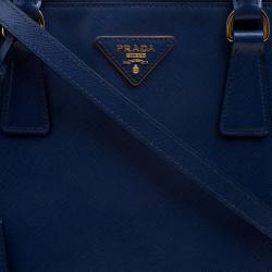 Prada Navy Blue Saffiano Lux Leather Medium Double Zip Tote