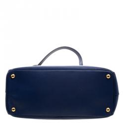 Prada Navy Blue Saffiano Lux Leather Medium Double Zip Tote