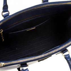 Prada Navy Blue Saffiano Lux Leather Medium Double Zip Tote