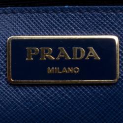 Prada Navy Blue Saffiano Lux Leather Medium Double Zip Tote