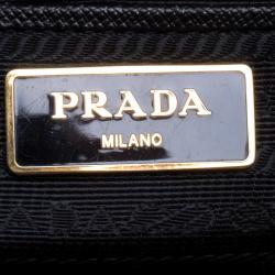 Pre Owned Prada Black Saffiano Lux Leather Medium Double Zip Tote