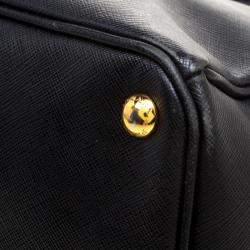 Pre Owned Prada Black Saffiano Lux Leather Medium Double Zip Tote