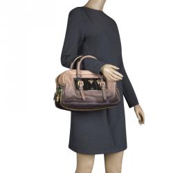 Pre Owned Prada Ardesia/Nudo Ombre Leather Glace Zippers Satchel