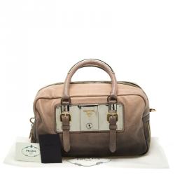 Pre Owned Prada Ardesia/Nudo Ombre Leather Glace Zippers Satchel