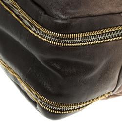 Pre Owned Prada Ardesia/Nudo Ombre Leather Glace Zippers Satchel