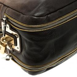 Pre Owned Prada Ardesia/Nudo Ombre Leather Glace Zippers Satchel