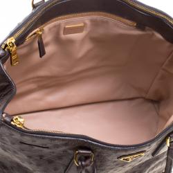 Pre Owned Prada Brown Ostrich Leather Executive Double Zip Tote