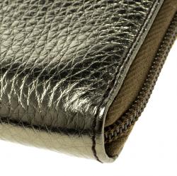 Prada Gold Leather Zip Around Wallet