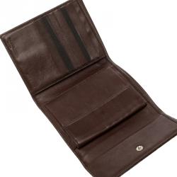 Pre Owned Prada Brown Printed Glossy Leather Compact Wallet