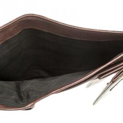 Pre Owned Prada Brown Printed Glossy Leather Compact Wallet