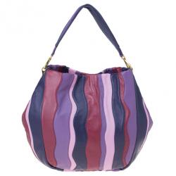 مملوكة مسبقًا Prada Multicolor Nappa Leather Stripes Large Hobo